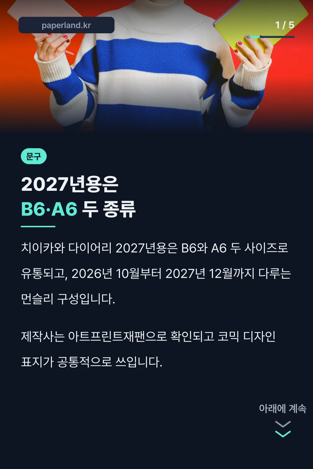 치이카와 다이어리 제품 정체